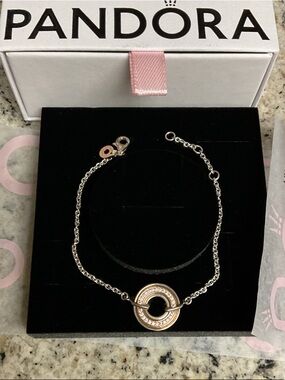 Pandora Rose Gold and Silver Circular Pendant Bracelet